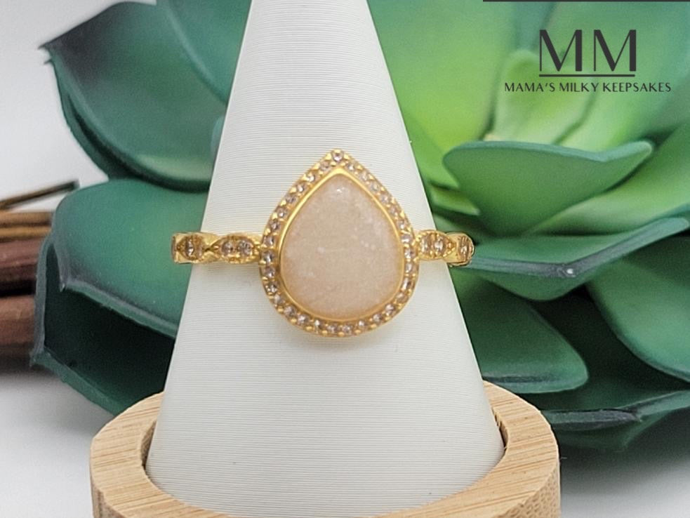 Breastmilk Pear Ring Cremation Pear Ring, Keepsake Pear ring, Sterling Silver Pear Ring, Hair Pear Ring, Ash Pear Ring, Umbilical Cord Pear Ring, BreastmilkJewelry Pear Ring