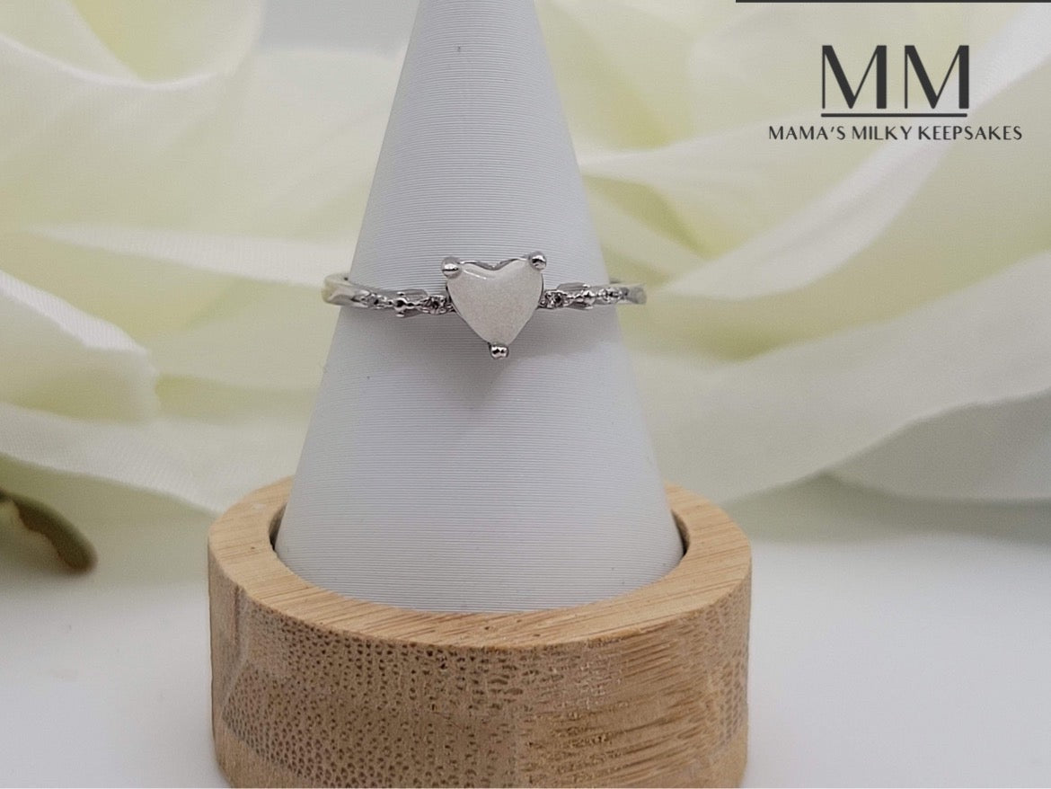 Breastmilk Heart Ring Cremation Heart Ring, Keepsake Heart Ring, Sterling Silver Heart Ring, Hair Heart Ring, Ash Heart Ring, Umbilical Cord Heart Ring, BreastmilkJewelry Heart Ring