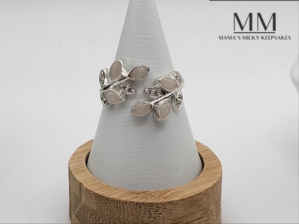 Breastmilk Leaf Ring Cremation Leaf Ring, Keepsake Leaf ring, Sterling Silver Leaf Ring, Hair Leaf Ring, Ash Leaf Ring, Umbilical Cord Leaf Ring, BreastmilkJewelry Leaf Ring