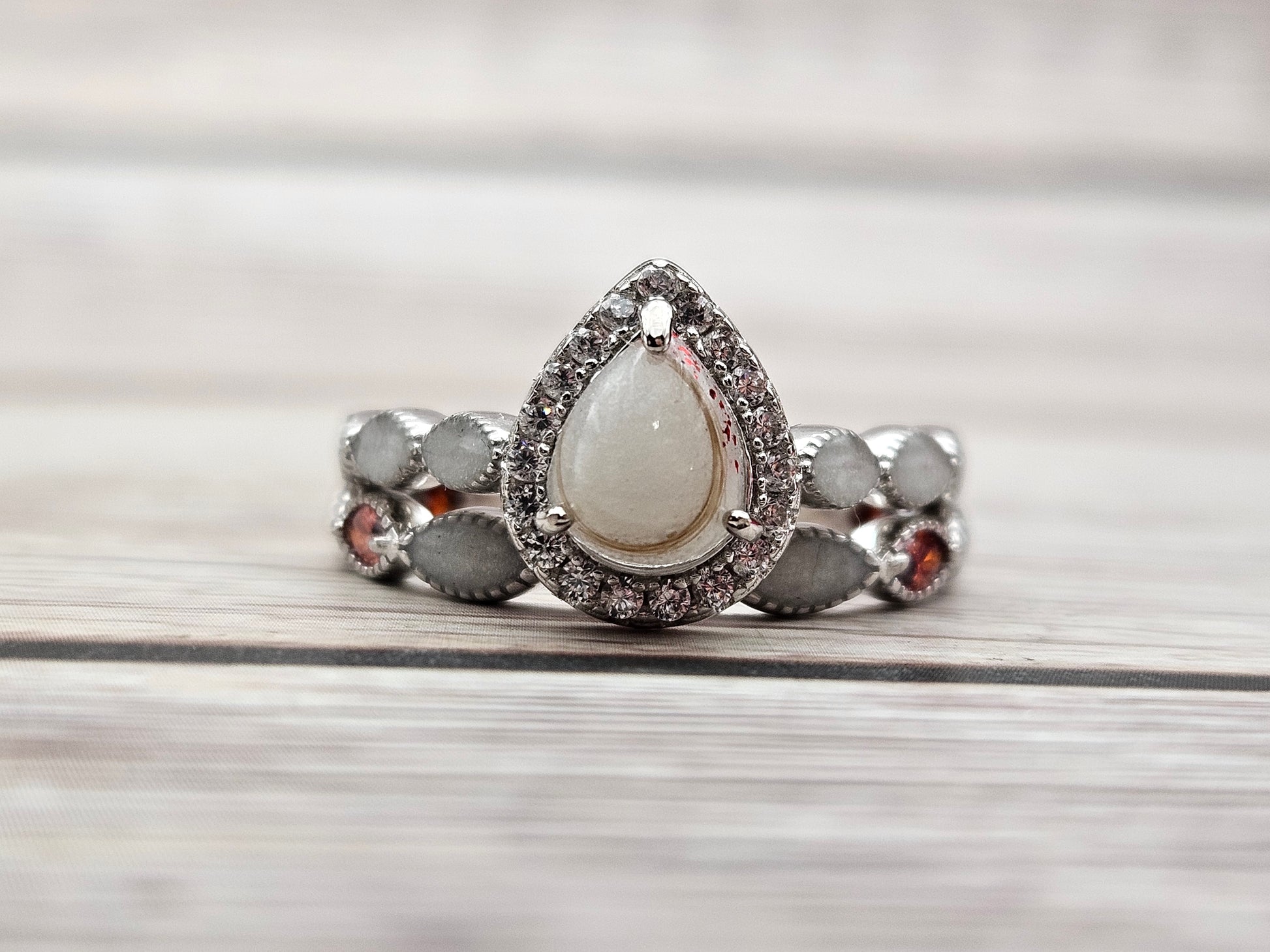 Breastmilk pear ring Cremation pear ring, Keepsake pear ring, Sterling Silver pear ring, Hair pear ring, Ash Heart pear ring, Umbilical Cord pear ring, BreastmilkJewelry pear ring