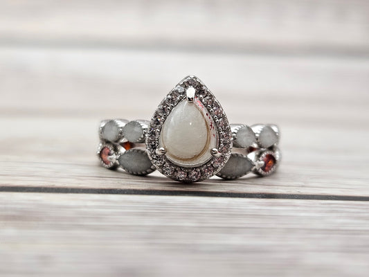 Breastmilk pear ring Cremation pear ring, Keepsake pear ring, Sterling Silver pear ring, Hair pear ring, Ash Heart pear ring, Umbilical Cord pear ring, BreastmilkJewelry pear ring