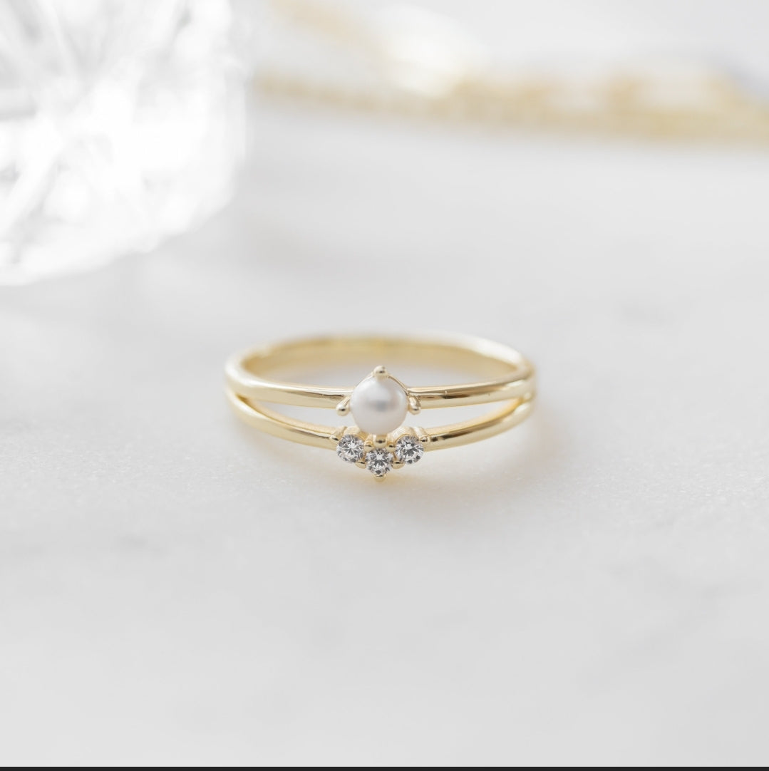 Dainty Pearl Stacking Ring