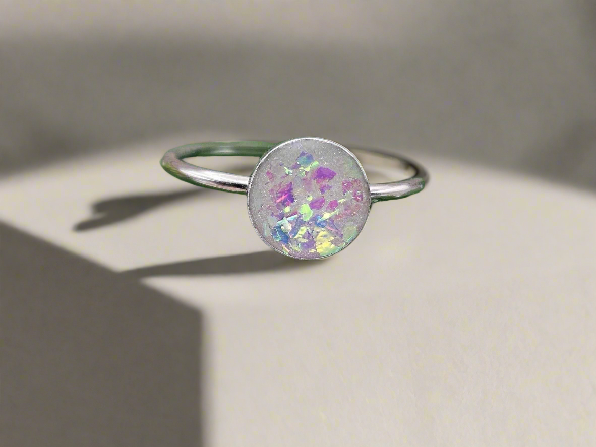 Breastmilk Round Ring, Cremation Round Ring, Keepsake Round Ring, Sterling Silver Round Ring, Hair Ring, Ash Ring, Umbilical Cord Ring, BreastmilkJewelry Round Ring