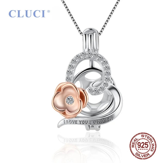 Rose and Heart Caged Pearl Necklace