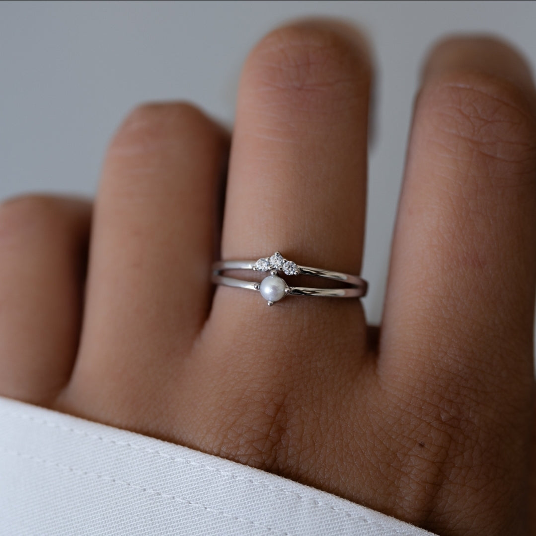 Dainty Pearl Stacking Ring