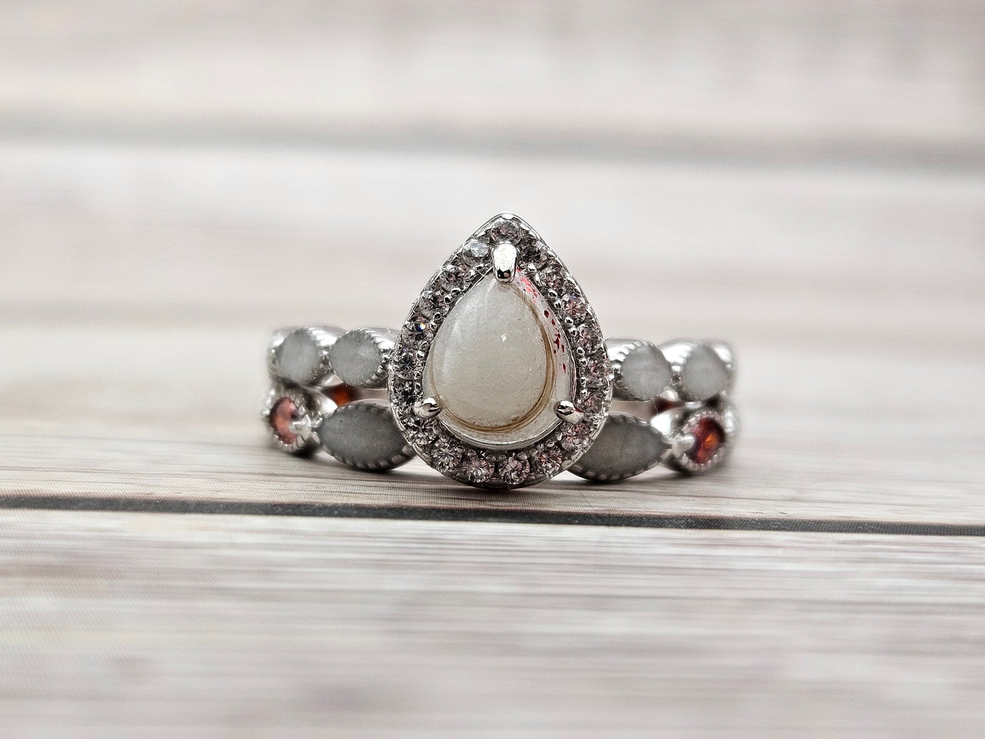 Breastmilk pear ring Cremation pear ring, Keepsake pear ring, Sterling Silver pear ring, Hair pear ring, Ash Heart pear ring, Umbilical Cord pear ring, BreastmilkJewelry pear ring