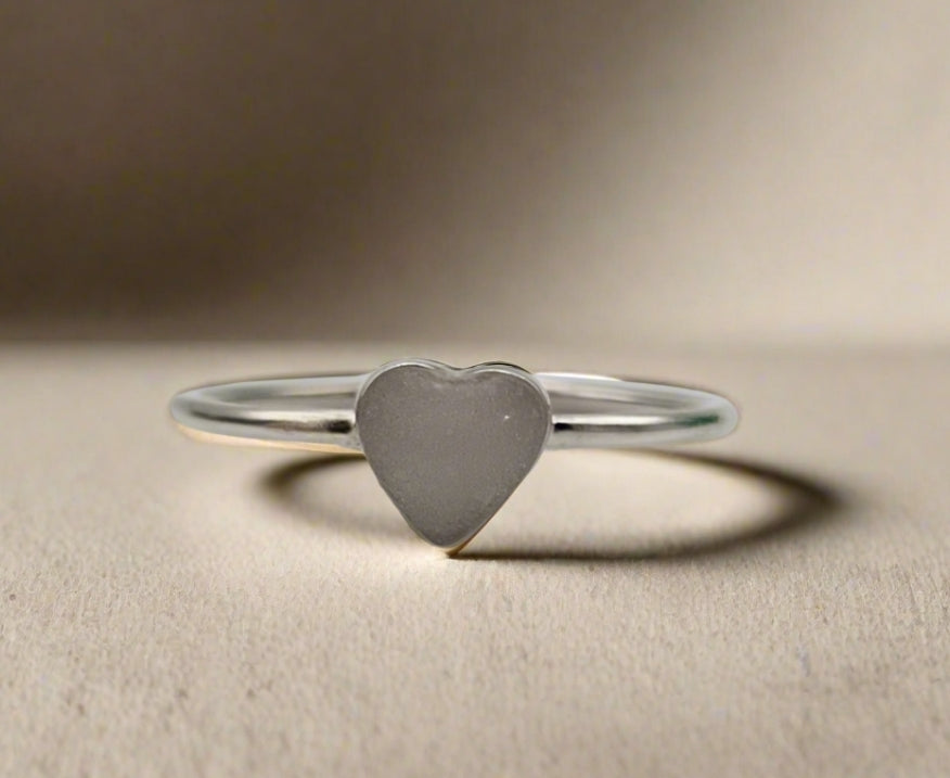 Breastmilk Heart Ring, Cremation Heart Ring, Keepsake Heart Ring, Sterling Silver Heart Ring, Hair Heart Ring, Ash Heart Ring, Umbilical Cord Heart Ring, BreastmilkJewelry Heart Ring