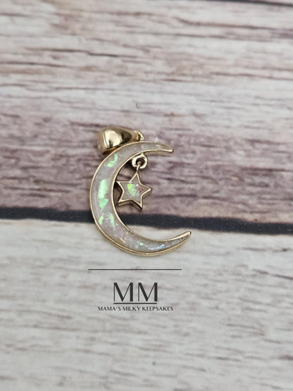 Moon and Star Pendant 14k