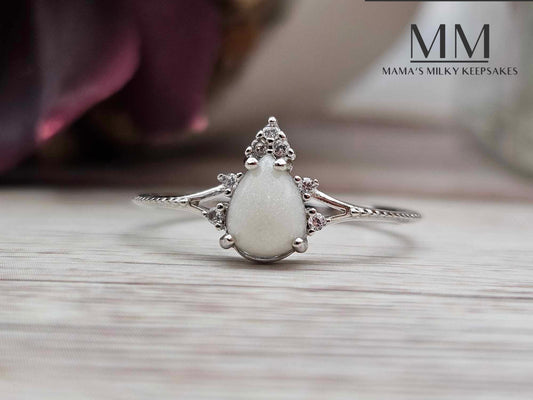 Breastmilk Pear Ring Cremation Pear Ring, Keepsake Pear Ring, Sterling Silver Pear Ring, Hair Pair Ring, Ash Pear Ring, Umbilical Cord Pear Ring, BreastmilkJewelry Pear Ring