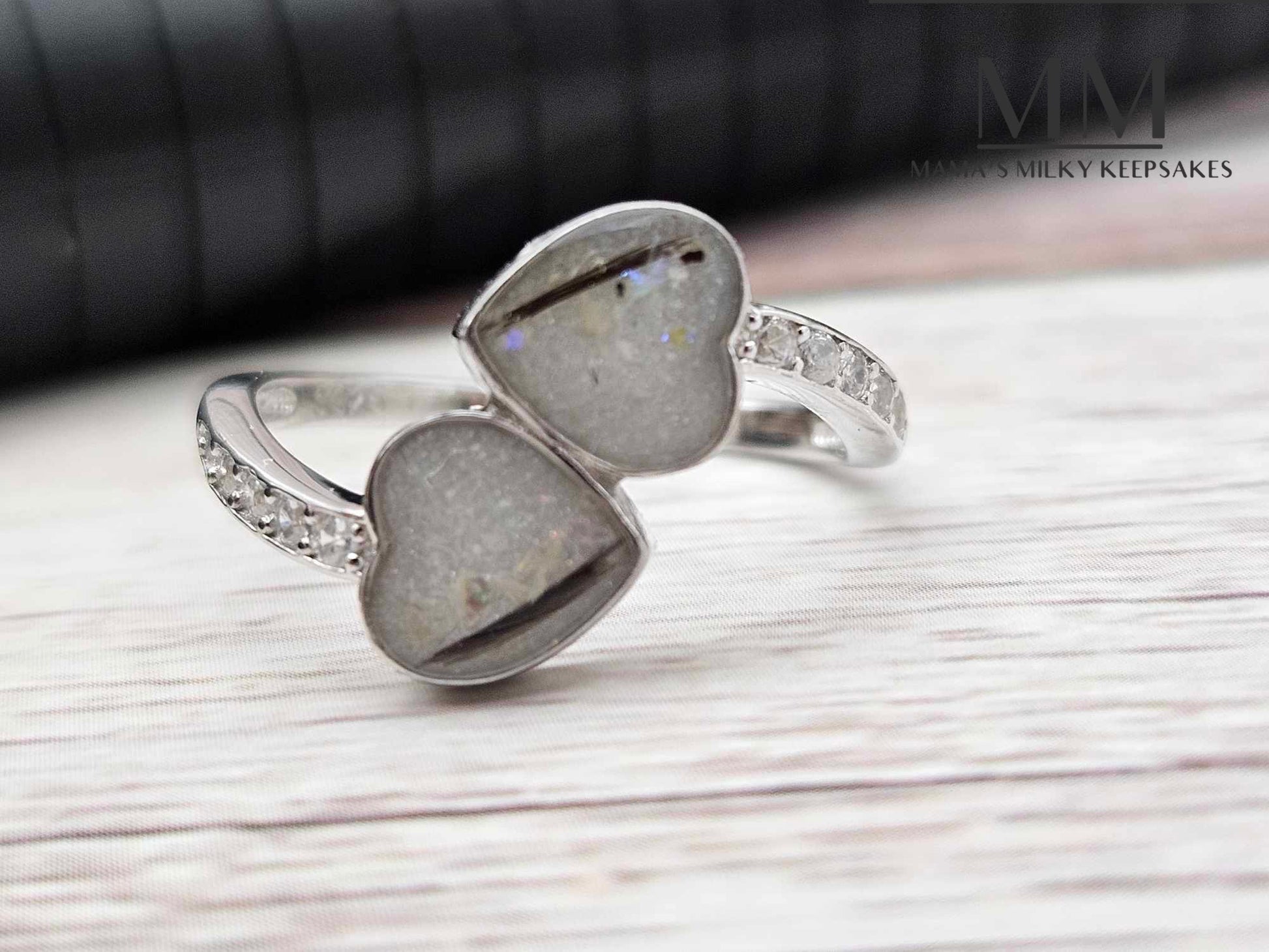 Breastmilk Double Heart Ring Cremation Double Heart Ring, Keepsake Double Heart Ring, Sterling Silver Double Heart Ring, Hair Double Heart Ring, Ash Double Heart Ring, Umbilical Cord Double Heart Ring, BreastmilkJewelry Double Heart Ring