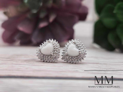 Breastmilk Heart Earrings, Cremation Heart Earrings, Keepsake Heart Earrings, Sterling Silver Heart Earrings, Hair Heart Earrings, Ash Heart Earrings, Umbilical Cord Heart Earrings, BreastmilkJewelry Heart EArrings