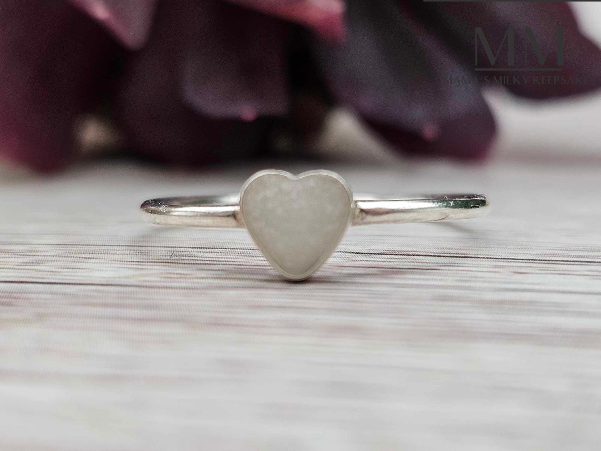 Breastmilk Heart Ring, Cremation Heart Ring, Keepsake Heart Ring, Sterling Silver Heart Ring, Hair Heart Ring, Ash Heart Ring, Umbilical Cord Heart Ring, BreastmilkJewelry Heart Ring