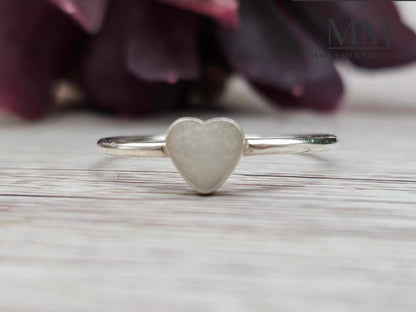 Breastmilk Heart Ring, Cremation Heart Ring, Keepsake Heart Ring, Sterling Silver Heart Ring, Hair Heart Ring, Ash Heart Ring, Umbilical Cord Heart Ring, BreastmilkJewelry Heart Ring