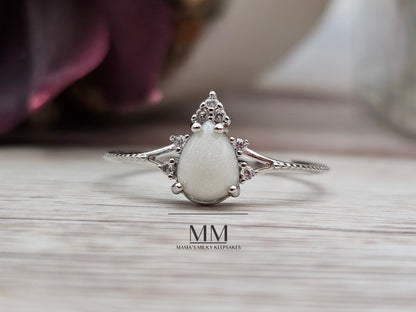 Breastmilk Pear Ring Cremation Pear Ring, Keepsake Pear Ring, Sterling Silver Pear Ring, Hair Pair Ring, Ash Pear Ring, Umbilical Cord Pear Ring, BreastmilkJewelry Pear Ring