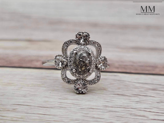 Breastmilk Oval Ring, Cremation Oval Ring, Keepsake Oval Ring, Sterling Silver Oval Ring, Hair Oval Ring, Ash Oval Ring, Umbilical Cord Oval Ring, BreastmilkJewelry Oval Ring