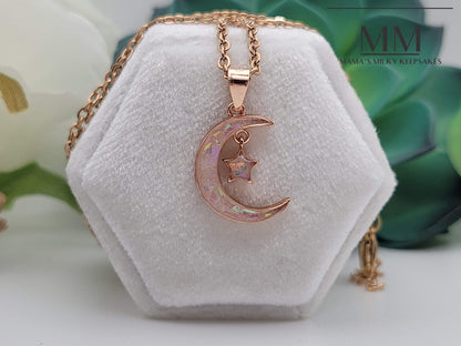 Moon and Star Pendant 14k