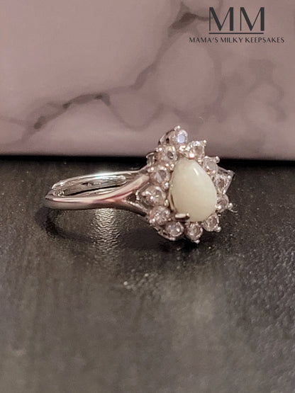 Breastmilk pear ring
Cremation pear ring, keepsake pear ring
 Sterling Silver pear ring
Hair pear ring, Ash pear ring , Umbilical Cord pear ring
BreastmilkJewelry pear ring