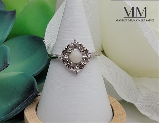 Breastmilk Round Ring, Cremation Round Ring, Keepsake Round Ring, Sterling Silver Round Ring, Hair Ring, Ash Ring, Umbilical Cord Ring, BreastmilkJewelry Round Ring