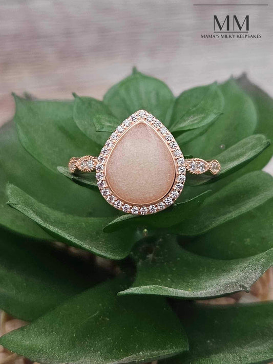 Breastmilk Pear Ring Cremation Pear Ring, Keepsake Pear ring, Sterling Silver Pear Ring, Hair Pear Ring, Ash Pear Ring, Umbilical Cord Pear Ring, BreastmilkJewelry Pear Ring