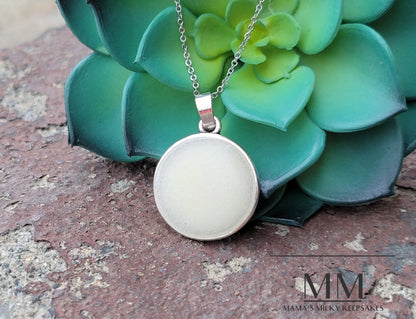 Breastmilk Round Necklace Pendant, Cremation Round Necklace Pendant, Keepsake Round Necklace Pendant, Sterling Silver Round Necklace Pendant, Hair Round Necklace Pendant, Ash Round Necklace Pendant, Umbilical Cord Round Necklace Pendant, BreastmilkJewelry Round Necklace Pendant