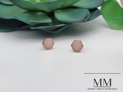 Breastmilk hexagon earrings
Cremation hexagon earrings Keepsake hexagon earrings
 Sterling Silver hexagon earrings
Hair hexagon earrings, Ash hexagon earrings , Umbilical Cord hexagon earrings
BreastmilkJewelry hexagon earrings