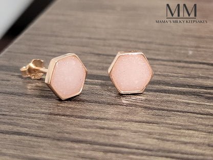 Breastmilk hexagon earrings
Cremation hexagon earrings Keepsake hexagon earrings
 Sterling Silver hexagon earrings
Hair hexagon earrings, Ash hexagon earrings , Umbilical Cord hexagon earrings
BreastmilkJewelry hexagon earrings