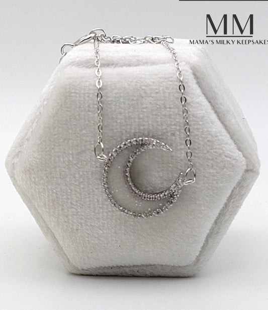 Breastmilk Moon Pendant, Cremation Moon Pendant, Keepsake Moon Pendant, Sterling Silver Moon Pendant, Hair Moon Pendant, Ash Moon Pendant, Umbilical Cord Moon Pendant, BreastmilkJewelry Moon Pendant