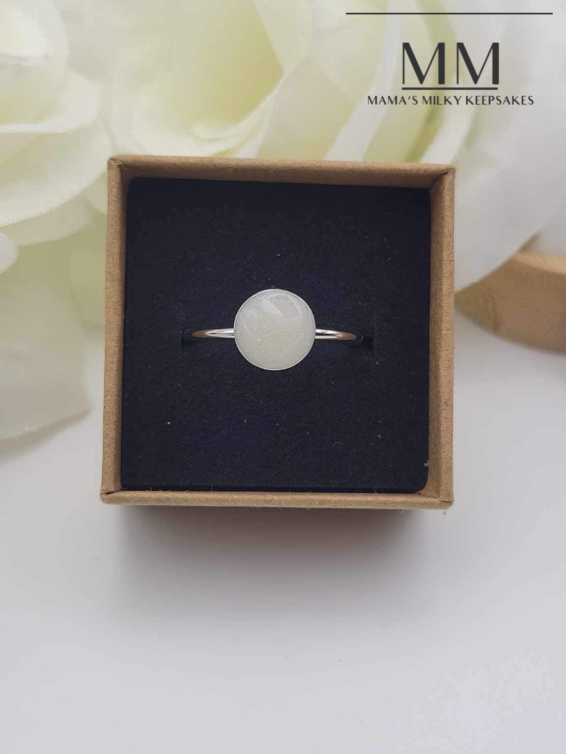Breastmilk Round Ring, Cremation Round Ring, Keepsake Round Ring, Sterling Silver Round Ring, Hair Ring, Ash Ring, Umbilical Cord Ring, BreastmilkJewelry Round Ring
