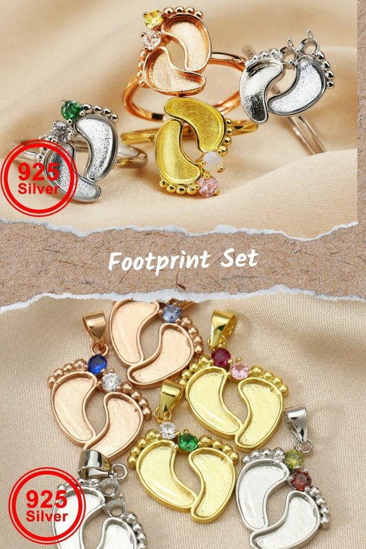 Footprint Birthstone Set