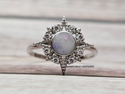 Breastmilk Round Ring, Cremation Round Ring, Keepsake Round Ring, Sterling Silver Round Ring, Hair Ring, Ash Ring, Umbilical Cord Ring, BreastmilkJewelry Round Ring