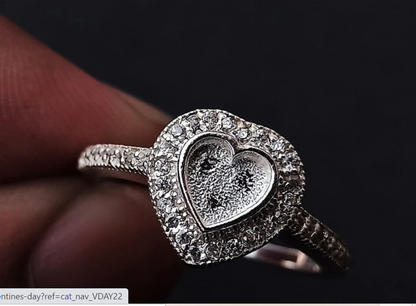 Breastmilk Heart Ring, Cremation Heart Ring, Keepsake Heart Ring, Sterling Silver Heart Ring, Hair Heart Ring, Ash Heart Ring, Umbilical Cord Heart Ring, BreastmilkJewelry Heart Ring